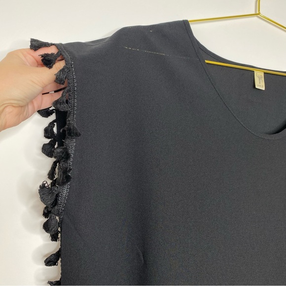 Yincra Black Chiffon Tassel Beach Swimsuit Coverup Lightweight Size Small Medium - Picture 6 of 10